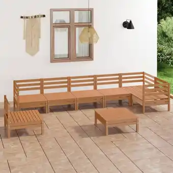 ManoMano 8-tlg. Garten-Lounge-Set Gartenmöbel Set Sitzgruppe Essgruppe Massivholz Kiefer Honigbraun DE28459 Angebot