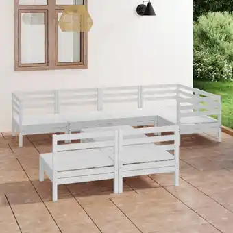 ManoMano 8-tlg. Garten-Lounge-Set Gartenmöbel Set Sitzgruppe Essgruppe Massivholz Kiefer Weiß DE36332 Angebot