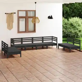 ManoMano 8-tlg. Sitzgruppe Gartenmöbel Set - Garten-Lounge-Set Schwarz Massivholz Kiefer BV989827 Bonnevie Angebot