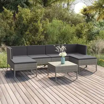 ManoMano 7-tlg. Sitzgruppe Gartenmöbel Set - Garten-Lounge-Set mit Auflagen Poly Rattan Grau BV575138 Bonnevie Angebot