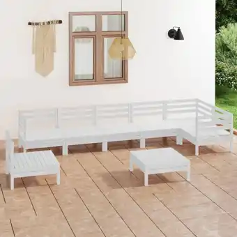 ManoMano 8-tlg. Garten-Lounge-Set Gartenmöbel Set Sitzgruppe Essgruppe Massivholz Kiefer Weiß DE10455 Angebot