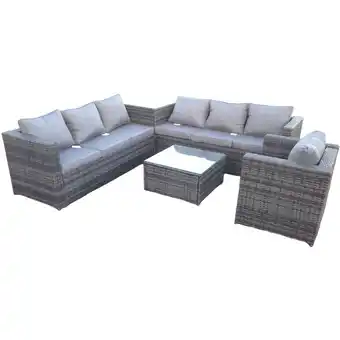 ManoMano Dark Mixed Grey Rattan Gartenmöbel Set Ecksofa 2 Tische mit 1 Stuhl - Fimous Angebot