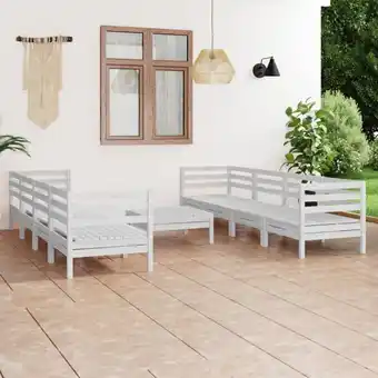 ManoMano 9-tlg. Garten-Lounge-Set, Gartenmöbel, Sitzgruppe Gartenset Weiß Massivholz Kiefer LLOAQ562141 Maisonchic Angebot