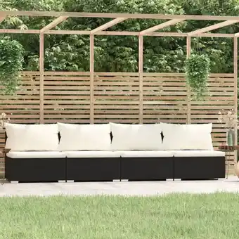 ManoMano 4-Sitzer-Sofa Loungesofa Couch Modern mit Kissen Schwarz Poly Rattan DE27100 Angebot