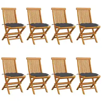 ManoMano 8er Set Gartenstühle Gartensessel - Balkonstühle mit Anthrazit Kissen Massivholz Teak BV412424 Bonnevie Angebot