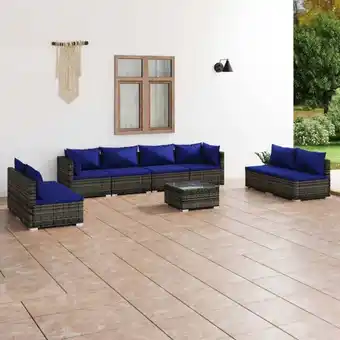 ManoMano 9-tlg. Garten-Lounge-Set mit Kissen Poly Rattan Grau vidaXL975156 Angebot