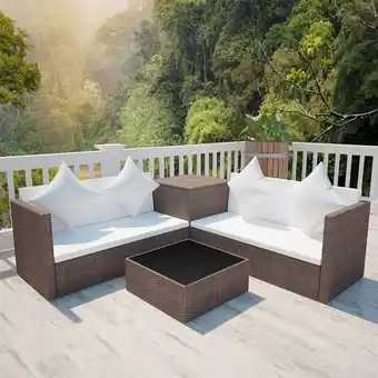 ManoMano 4-tlg. Garten-Lounge-Set Gartenmöbel-Set Terrassen-Sitzgruppe mit Auflagen Poly Rattan Braun ZDEH43968 Maisonchic Angebot