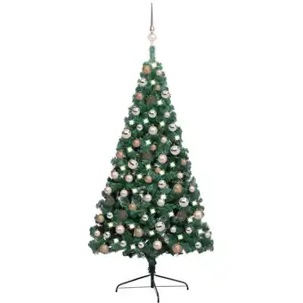 ManoMano Künstlicher Halber Weihnachtsbaum,Kunstbaum,Weihnachtsschmuck mit LEDs & Kugeln Grün 120 cm VEIN503161 Maisonchic Angebot