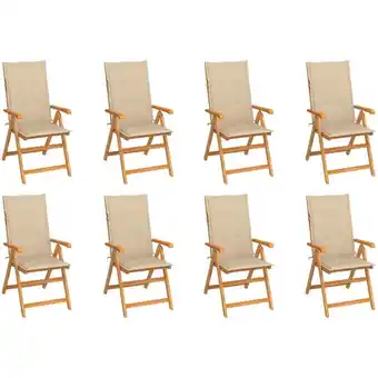 ManoMano 8er Set Sonnenliegen Gartenliegen mit Kissen - Liegestühle Massivholz Teak BV739323 Bonnevie Angebot