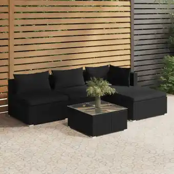 ManoMano 5-tlg. Garten-Lounge-Set,Gartenmöbel-Set mit Kissen Poly Rattan Schwarz vidaXL Angebot