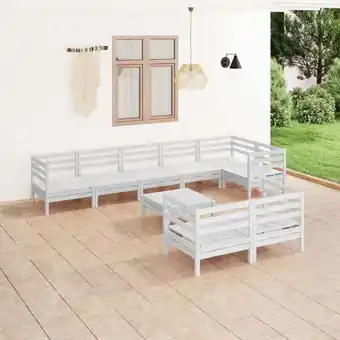 ManoMano 9-tlg. Sitzgruppe Gartenmöbel Set - Garten-Lounge-Set Massivholz Kiefer Weiß BV402362 Bonnevie Angebot