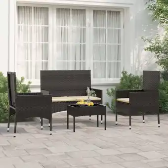 ManoMano Bonnevie - 4-tlg. Garten-Lounge-Set,Gartenmöbel-Set mit Kissen Schwarz Poly Rattan vidaXL Angebot