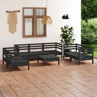 ManoMano 8-tlg. Garten-Lounge-Set Gartenmöbel-Set Terrassen-Sitzgruppe Schwarz Massivholz Kiefer ZDEH82762 Maisonchic Angebot