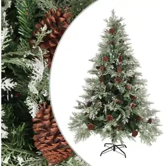 ManoMano Künstlicher Weihnachtsbaum - Weihnachtsbaum mit Zapfen Grün und Weiß 150 cm pvc & pe -ME3730 Angebot