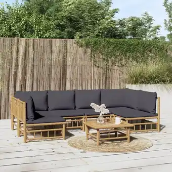 ManoMano 7-tlg. Garten-Lounge-Set,Gartenmöbel-Set mit Dunkelgrauen Kissen Bambus vidaXL Angebot