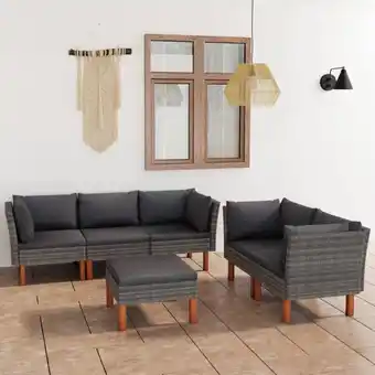 ManoMano 6-tlg. Garten-Lounge-Set,Gartenmöbel-Set mit Kissen Poly Rattan Grau vidaXL Angebot