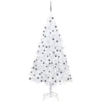 ManoMano Künstlicher Weihnachtsbaum mit LEDs,LED-Weihnachtsbaum & Kugeln Weiß 210 cm pvc -ME6625 Angebot