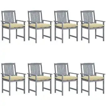 ManoMano 8er Set Gartenstühle Gartensessel mit Kissen Stühle für Garten Terrasse Balkon Massivholz Akazie Grau DE64792 Angebot