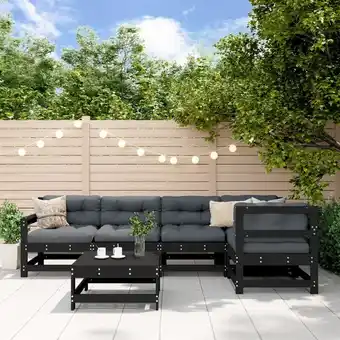 ManoMano 6-tlg. Garten-Lounge-Set,Gartenmöbel-Set mit Kissen Schwarz Massivholz vidaXL Angebot