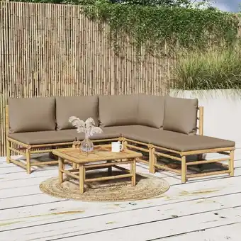 ManoMano 6-tlg. Garten-Lounge-Set Gartenmöbel-Set Terrassen-Sitzgruppe mit Kissen Taupe Bambus ZDEH39173 Maisonchic Angebot