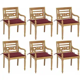 ManoMano 6er Set Batavia-Stühle mit Kissen Wohnzimmerstühle Stühle für Esszimmer Wohnzimmer & Schlafzimmer Massivholz Teak DE25101 Angebot