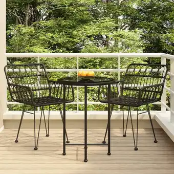 ManoMano Maisonchic - 3-tlg. Garten-Essgruppe Gartenmöbel Set Sitzgruppe Schwarz Poly Rattan DE93217 Angebot