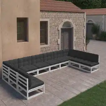 ManoMano 10-tlg. Garten-Lounge-Set,Gartenmöbel-Set mit Kissen Weiß Kiefer Massivholz vidaXL Angebot