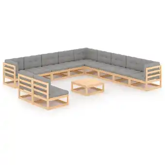 ManoMano 12-tlg. Garten-Lounge-Set, Gartenmöbel, Sitzgruppe Gartenset mit Kissen Kiefer Massivholz LLOAQ659681 Maisonchic Angebot