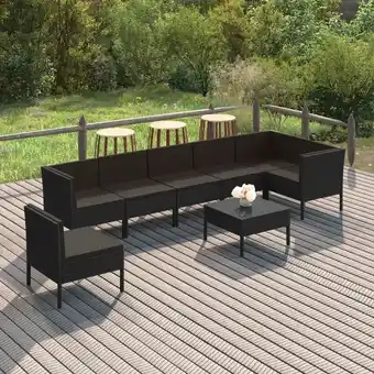 ManoMano 8-tlg. Garten-Lounge-Set,Gartenmöbel-Set mit Auflagen Poly Rattan Schwarz vidaXL Angebot