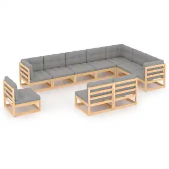 ManoMano Maisonchic - 10-tlg. Gartenmöbel Set Sitzgruppe Essgruppe mit Kissen Kiefer Massivholz DE47028 Angebot