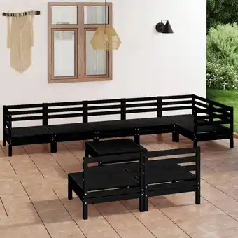 ManoMano 9-tlg. Garten-Lounge-Set, Gartenmöbel, Sitzgruppe Gartenset Massivholz Kiefer Schwarz LLOAQ481112 Maisonchic Angebot