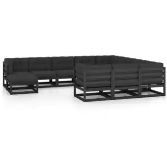 ManoMano 11-tlg. Garten-Lounge-Set mit Kissen Schwarz Kiefer Massivholz vidaXL691293 Angebot