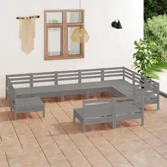 ManoMano 10-tlg. Sitzgruppe Gartenmöbel Set - Balkonmöbel Set Massivholz Kiefer Grau BV679124 Bonnevie Angebot