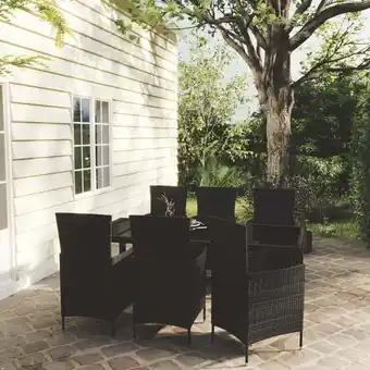 ManoMano 7-tlg. Gartenmöbel Set Sitzgruppe Essgruppe mit Auflagen Poly Rattan Schwarz DE10695 Angebot