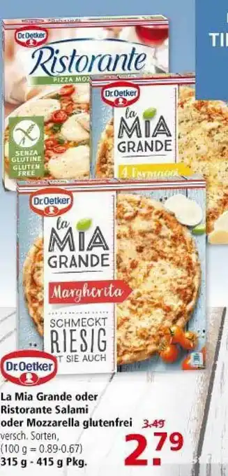 Multi Markt La Mia Grande Oder Ristorante Salami Oder Mozzarella Glutenfrei Dr. Oetker Angebot