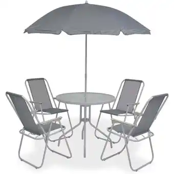 ManoMano Bonnevie - 6-tlg. Gartenmöbel Set Sitzgruppe Garten mit Tisch und Stühlen - Stahl und Textilene Grau BV571422 Angebot