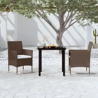 ManoMano 3-tlg. Garten-Essgruppe Gartenmöbel Set Terrassen/Balkon/Outdoor-Essgruppe mit Kissen Braun und Schwarz ETHJ903970 Maisonchic Angebot