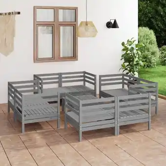 ManoMano 9-tlg. Garten-Lounge-Set Gartenmöbel Set Sitzgruppe Essgruppe Grau Kiefer Massivholz DE29585 Angebot