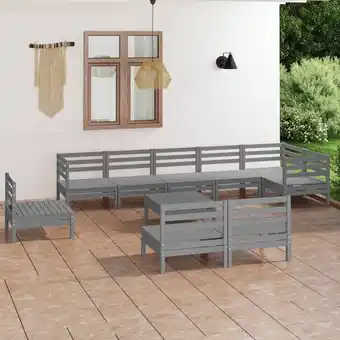 ManoMano 10-tlg. Garten-Lounge-Set, Gartenmöbel, Sitzgruppe Gartenset Massivholz Kiefer Grau LLOAQ543118 Maisonchic Angebot