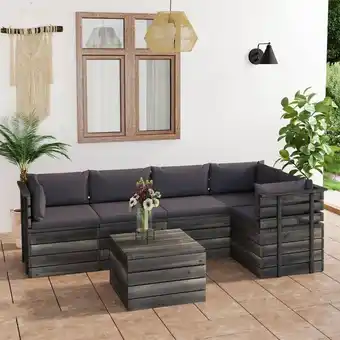 ManoMano 6-tlg. Garten-Sofagarnitur aus Paletten, Gartenmöbel-Set, Sitzgruppe Gartenset mit Kissen Kiefernholz LLOAQ746089 Maisonchic Angebot