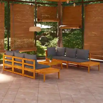 ManoMano 5-tlg. Garten-Lounge-Set Gartenmöbel-Set Terrassen-Sitzgruppe mit Dunkelgrauen Kissen Akazienholz ZDEH61050 Maisonchic Angebot