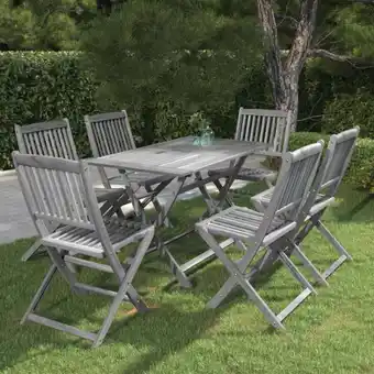 ManoMano 7-tlg. Garten-Essgruppe, Gartenmöbel, Sitzgruppe Gartenset Massivholz Akazie Grau LLOAQ781550 Maisonchic Angebot