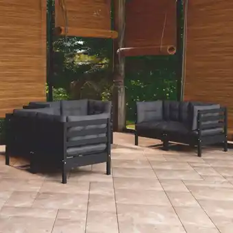 ManoMano 6-tlg. Sitzgruppe Gartenmöbel Set - Balkonmöbel Set mit Kissen Massivholz Kiefer BV120325 Bonnevie Angebot