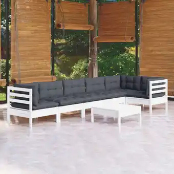 ManoMano 7-tlg. Garten-Lounge-Set,Gartenmöbel-Set mit Kissen Weiß Kiefernholz vidaXL Angebot