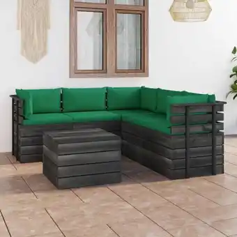 ManoMano 6-tlg. Garten-Sofagarnitur aus Paletten, Gartenmöbel-Set, Sitzgruppe Gartenset mit Kissen Kiefernholz LLOAQ297243 MaisonChic Angebot