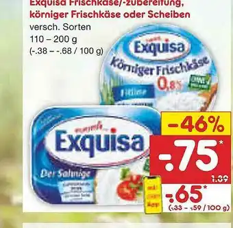 Netto Marken-Discount Exquisa Frischkäse -zubereitung, Körniger Frischkäse Oder Scheiben Angebot