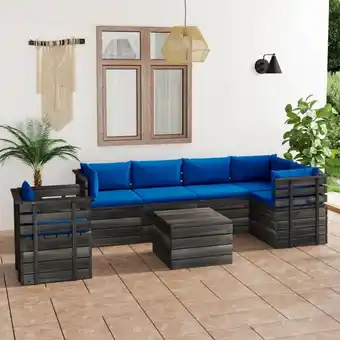 ManoMano 7-tlg. Sitzgruppe Gartenmöbel Set - Sofagarnitur Garten aus Paletten mit Kissen Kiefernholz BV864530 - BonneVie Angebot