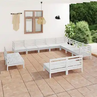 ManoMano 12-tlg. Garten-Lounge-Set Gartenmöbel-Set Terrassen-Sitzgruppe Massivholz Kiefer Weiß ZDEH86002 Maisonchic Angebot