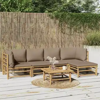 ManoMano 6-tlg. Garten-Lounge-Set, Gartenmöbel, Sitzgruppe Gartenset mit Kissen Taupe Bambus LLOAQ746370 MaisonChic Angebot