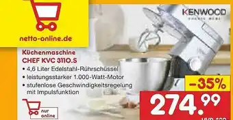 Netto Marken-Discount Kenwood Küchenmaschine Chef Kvc 3110.s Angebot